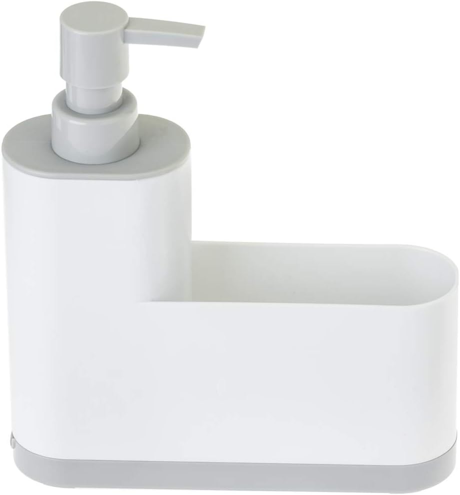 VIGAR Monobloc Sink Organiser with Soap Dispenser, White, 18.5x5x21