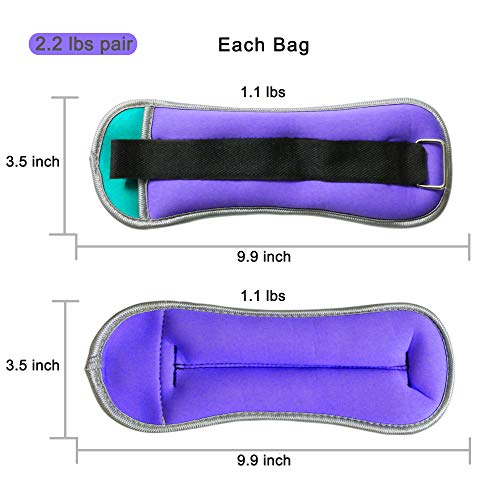 Vaupan Small Ankle Wrist Weights, Mini Leg Arm Hand Cuff Weights for Women Men Kids Toddler Children, Exercise Equipment with Adjustable Straps for Fitness Gym Dancing Walking Aerobics (1 Pair, 2lb)
