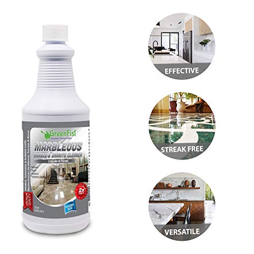 GreenFist Marbleous Marble Cleaner and Other Stone Surfaces Brightener & Restorer [Tile,Countertop,Porcelain,Lime-Stone,Ceramic,Granite,Brick,Vinyl], 1 Quart (32 oz) - Thumbnail 2