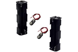 LAMPVPATH (Pack of 2) 8 AA Battery Holder, Two Layers Battery Case, 12v AA Battery Holder, 8 AA Battery Holder with Leads wit