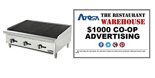 Atosa USA ATCB-36 Heavy Duty Stainless Steel 36-Inch Char-Rock Broiler - Propane