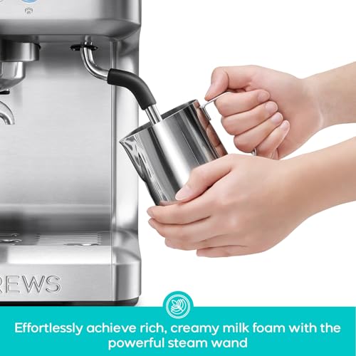 CASABREWS Ultra Espresso Machine, Barista Espresso Maker with Steam Wand | LCD Display, Custom Brew Temp, Latte & Cappuccino Machine, 20-Bar Italian Pump, Powerful Steam Wand, 73oz Removable Tank