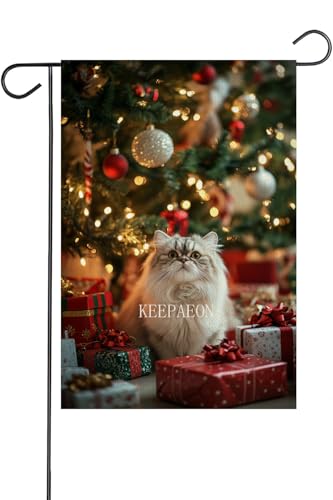 KEEPAEON Merry Christmas Persian Cat Garden Flag Vertical Double Sided Linen Lawn Flag Seasonal Farmhouse Outdoor Patio House Home Decor Holiday Yard Outdoor Decoration 12x18 Inch (12481) at Amazon