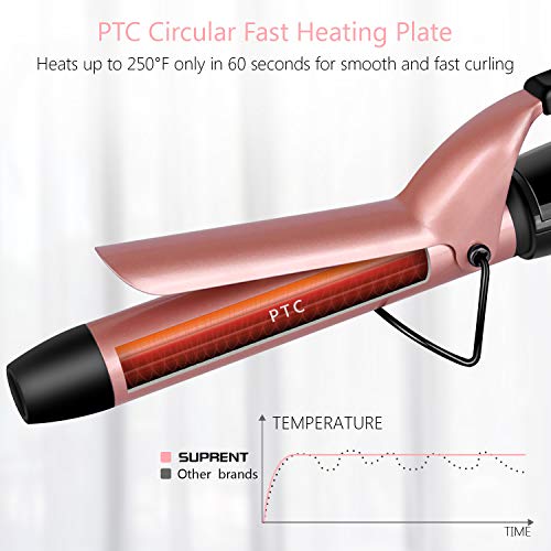 SUPRENT Curling Iron 1 inch with Ceramic Coating Barrel, 9 Adjustable Temperature Setting with Safety Lock, Auto Shut-Off for All Types of Hair (250℉ TO 410℉)