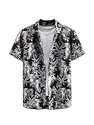 Floerns Men's Casual Tropical Print Button Down