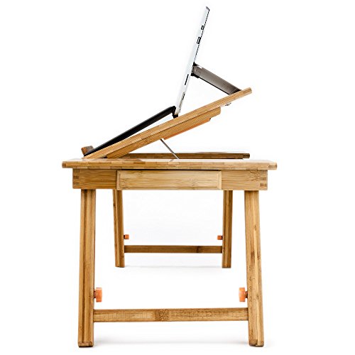 Aleratec Natural Bamboo Adjustable Laptop Stand Up to 15in Tablet Reading Table Desk(Certified Refurbished) - Thumbnail 2