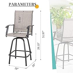 Vongrasig 2 Piece Patio Swivel Bar Chairs, All