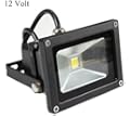 GLW 10w 12v Ac or Dc Warm White Led Flood Light Waterproof Outdoor Lights 750lm 80w Halogen Bulb Equivalent Black Case