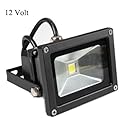 GLW 10w 12v Ac or Dc Warm White Led Flood Light Waterproof Outdoor Lights 750lm 80w Halogen Bulb Equivalent Black Case