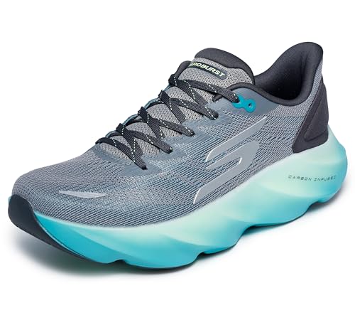 Skechers Men's Aero Burst Running Shoe, Gray/Blue, 8