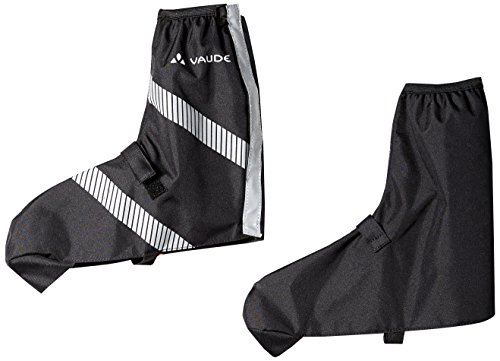 VAUDE Luminum Bike Gaiter - Waterproof Shoe Cover with Reflective Elements - Breathable Cycling Overshoes with full length velcro closure - Black - Size 40 - 43