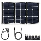 TWELSEAVAN 60W Portable Solar Panel Sunpower Foldable Solar Charger for Jackery Explorer 160/240/500 Power Station/Suaoki/Goal Zero Yeti/Rockpals Solar Generator, 12V Battery, with Dual USB Ports