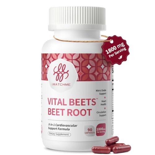 Beet Root Capsules 1800mg Heart & Cardiovascular Support 20:1 Extract | Vital Beets™ 8-in-1 Heart & Circulation Complex 90 Capsules Blood Pressure Wellness Nitric Oxide Support