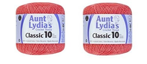 Aunt Lydia's Crochet Thread - Size 10 - Coral (2-Pack)