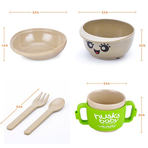 image for CENRY Kids Dinnerware Set - 5 Piece Childrens Dinnerware Sets, Wheat F