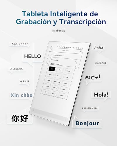 AINOTE 2, Tablet de Papel 10.65", para Reuniones. Libreta Digital Ultra-fina 4.2mm con Voz a Texto, Transcripción en 16 Idiomas y Escritura a Texto. Ideal para Trabajo y Estudio (Lápiz incluido)