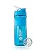 BlenderBottle SportMixer Tritan Grip Shaker Bottle, Aqua/White, 28-Ounce