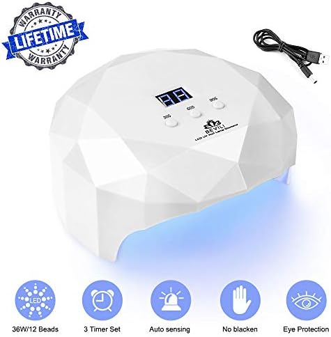 Upgrade 36w Nail Lamps for uv led gel, uv led Light for gel Nails with 30s/60s/90s Timer, Professional 2 Light Source Nail Cure Dryer for Home Salon