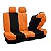 FH Group Automotive Car Seat Covers Breezy Flat Foam Padding Cloth Full Set Orange Seat Covers, Airbag and Split Rear Universal Fit Interior Accessories for Cars Trucks and SUV with Car Accessories