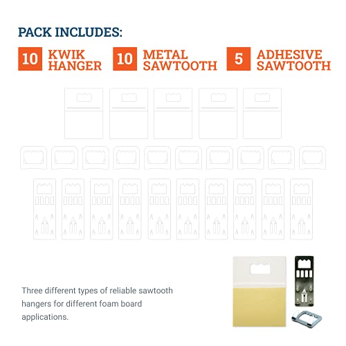Foam Board Assortment Sawtooth Frame Hangers 25 Pack Includes Kwik