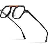 HEPIDEM Acetate Glasses Men,Vintage Retro Polygon Square Spectacles Myopia Optical Eyeglasses Frame