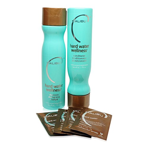 Malibu Hard Water Wellness Treatment Kit, 9 oz Shampoo, 9 oz Conditioner and 0.17 Hard Water