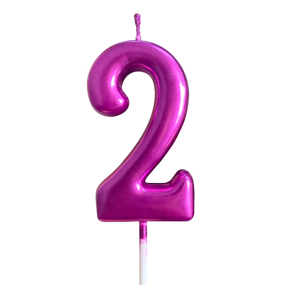 Photo 1 of 2nd Birthday Candle Two Years Purple Happy Birthday Number 2 Candles for Cake Topper Decoration for Party Kids Adults Numeral 20 23 12 26 29 21 27 62 25