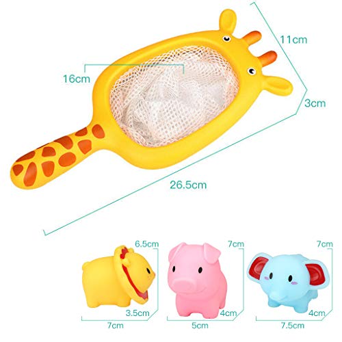 Digood Baby Bathing Floating Soft Rubber Animals Water Tub Toy Squirts Spoon-Net 1 Set (B) - Thumbnail 3