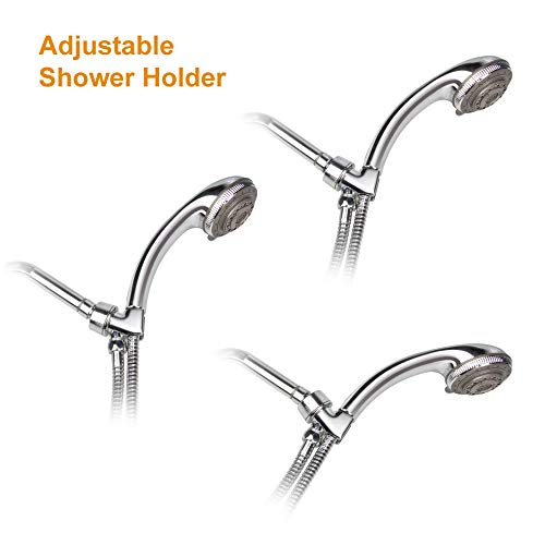 Chrider Adjustable Shower Arm Bracket for Handheld Shower Head, Plastic Adjustable Holder Mount for Hand Held Showerhead, Brass Ball, Chrome