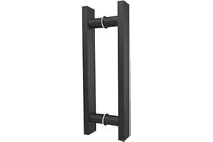 LVYIHAN Matte Black Square Barn Door Handles 12"/24"/36"/48"/59'', Pull Push Long French Door Handle Double Sided, Large Front Exterior Shower Door Pull Handles