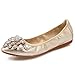 Meeshine Womens Foldable Soft Pointed Toe Ballet Flats Rhinestone Comfort Slip on Flat Shoes
