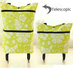Portable Shopping Bag Foldable Luggage Cart Travel Trolley Bag ,Reusable Folding Shopping Cart Trolley Bag with Wheel