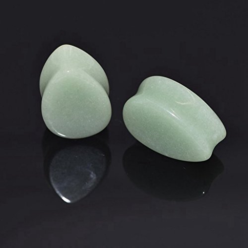 IPINK 2g-5/8" Organic Stone Teardrop Tunnels Plugs Ear Gauges Piercing 4 Pairs (4 pairs of 00g(10mm))