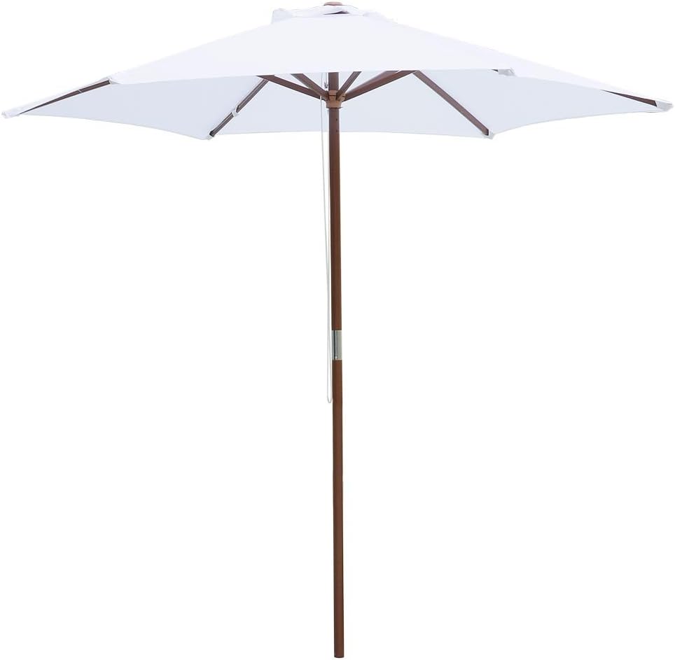 Reasejoy 2 5m 8ft 6 Rib Garden Patio Parasol Umbrella With Crank And 38mm Tilt Pole Sand Sun Umbrella For Bench White Garden Outdoors Garden Furniture Accessories