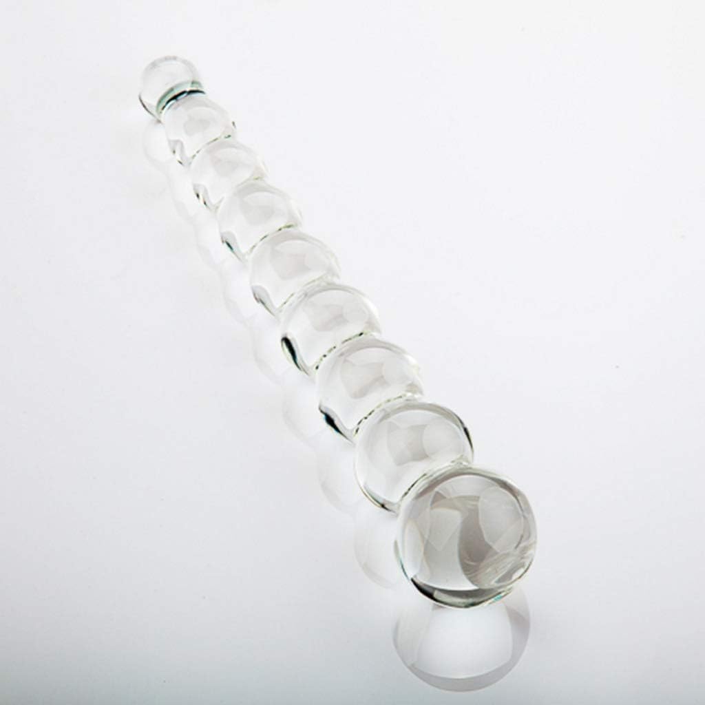 LJX Crystal Transparent Glass Amal Plug Double Head Massage Stick for Women's Relaxation Body Toy Sunglasses
