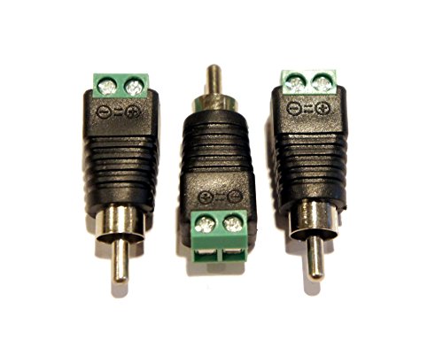 (3) Pack Male RCA Plugs 2 Pin Terminal Custom Video/Audio