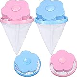 Pet1997 4PC Washing Machine Universal Float, Filter Bag Laundry Ball, Floating Pet Fur Catcher Filtering Hair Removal Device Wool Cleaning Supplies (2Pink + 2Blue)