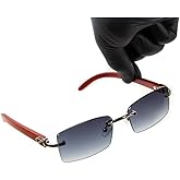 Street Knitted Rimless Silver Frame Cool Blue Gray Tint Hip Hop Rectangle Sunglasses for Women Men Gangster Grey Tint Shades 90s Frameless Small Square Retro Vintage Trendy