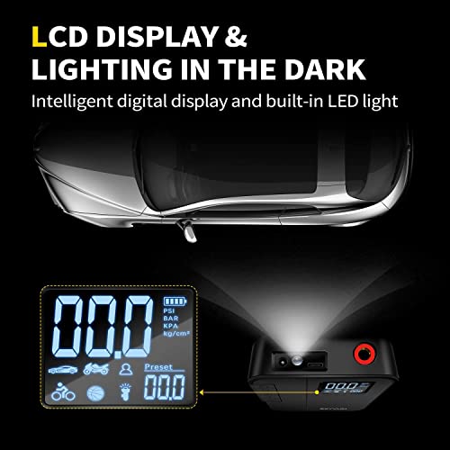 SEYVUM Tire Inflator Portable Air Compressor, [Cordless & 150PSI Fast