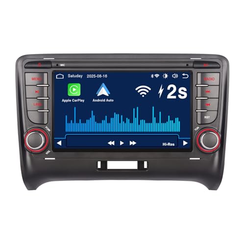 RYUIXPUL Car Radio for Audi TT MK2 8J 2006-2014 with Wireless CarPlay and Android Auto, Linux 2S Quick Start System, OEM Audio Quality, IPS Touchscreen, Bluetooth, RDS Radio, Steering Wheel Controls