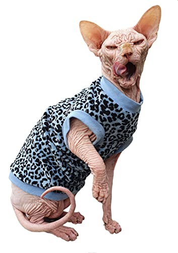 Kotomoda Cat's T-shirt Blue Leopard Organic velour for Sphynx and naked cats (Large) — image 1