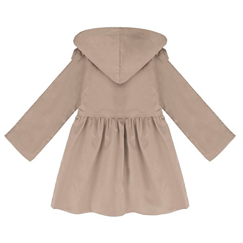 Arshiner Girl Baby Kid Hooded Coat Jacket Outwear Raincoat, Khaki 110,Khaki,110(Age for 4-5T)
