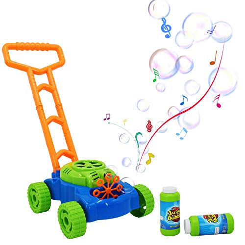 Hedgbobo Music Bubble Lawn Mower Electronic Bubble Blowing Mover Outdoor Push Toys