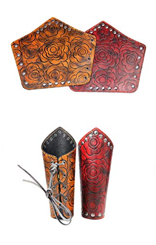 VolksRose Leather Archery Arm Guard, Adjustable Hunting Shooting Arm Guard, Bracers Leather Arm Armor Guard Medieval Rivet Style Armor Costume Traditional Archery Protective Gear, 1 Piece #5 - Thumbnail 5
