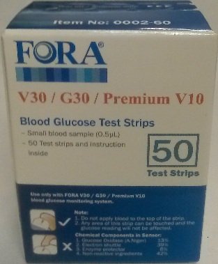 ForaCare Premium Test Strips 50ct for V30a, G30 and V10 Premium
