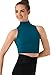 Balera Crop Top Girls Tank for Dance Sleeveless Mock Neck Midi Sports Bra with Strappy Back Criss Cross Straps