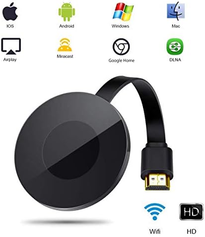 Wireless Display Dongle Receiver, 1080P HDMI Miracast WiFi Media Streamer Adapter Support YouTube Netflix Hulu Plus Airplay DLNA TV Stick for Android/Mac/iOS/Windows