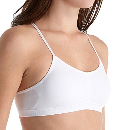 Maidenform Girl Girls' Big Seamless Ruched Crop W/Lace Back, White, S
