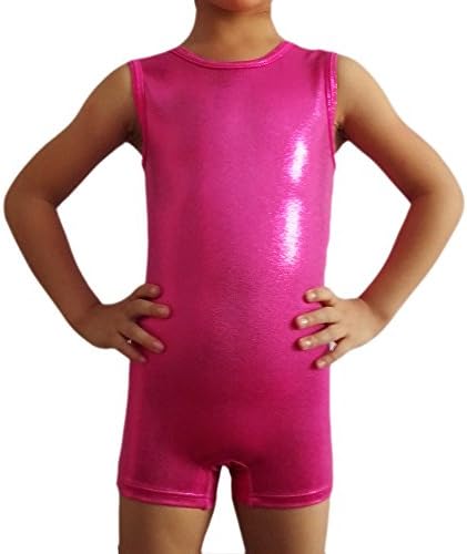 Demi Gymnastics Basic Metallic Tank Unitards TL070 (CXS, Pink)