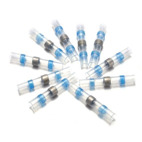 Water & Wood 50pcs Waterproof Solder & Seal Heat Shrink Butt Connectors with Soldering Sleeve
